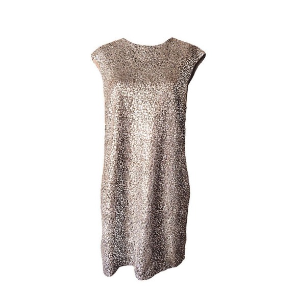 TWELFTH STREET by CYNTHIA VINCENT Silver Metallic Shift MIni Dress Size Medium - Picture 4 of 8